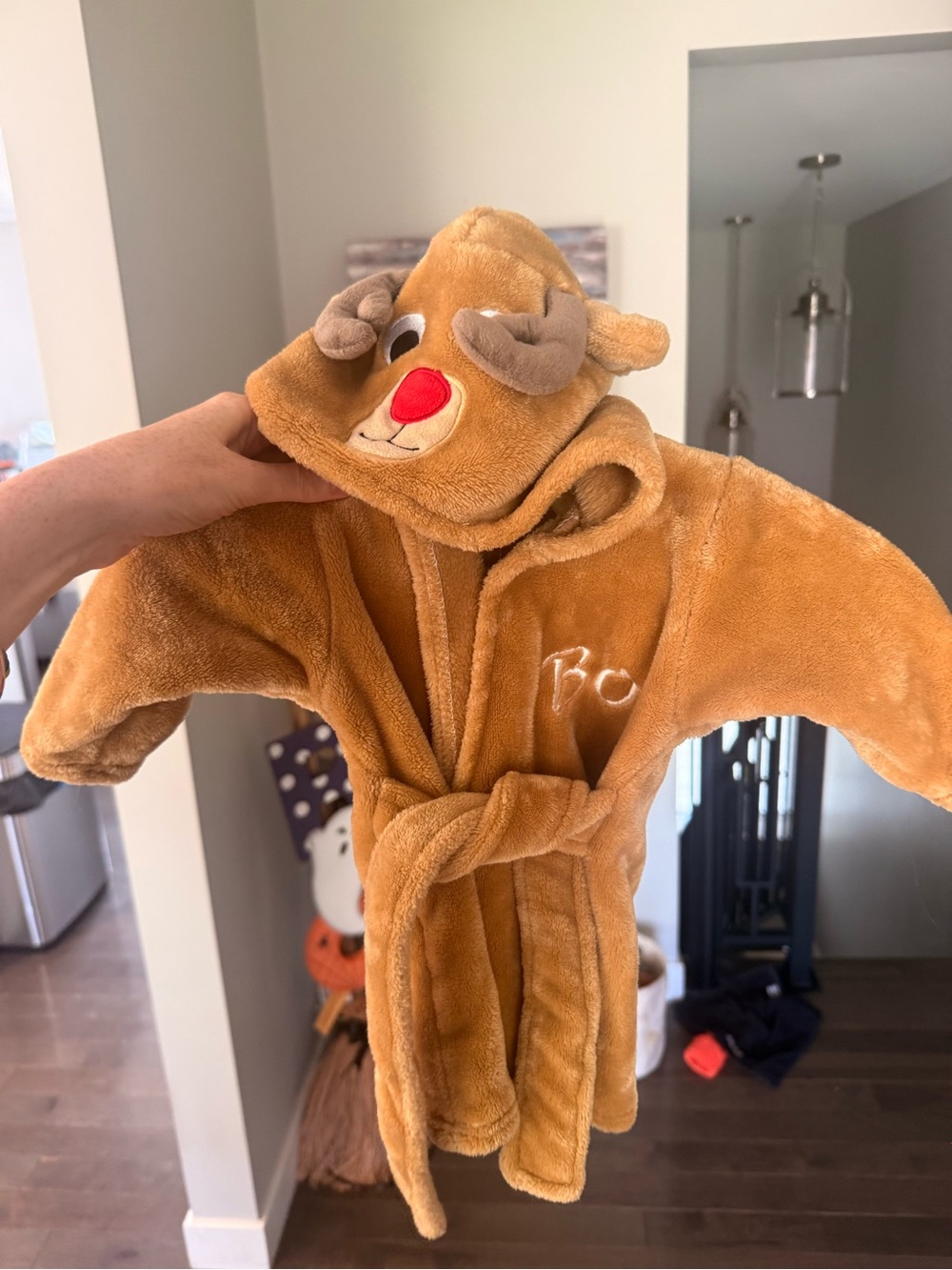 Bo monogrammed Reindeer Baby Robe 0-9 months
